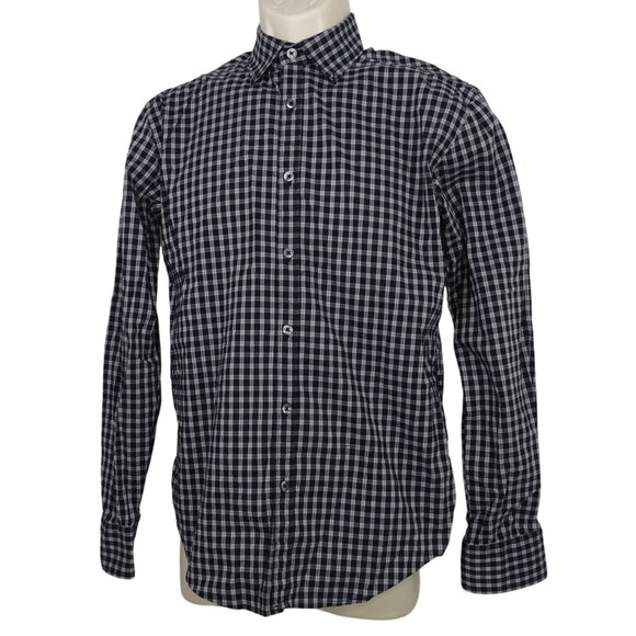 Zara Man Slim Fit Black Check Plaid Long Sleeve Button Up Shirt Men Size M - Picture 2 of 10